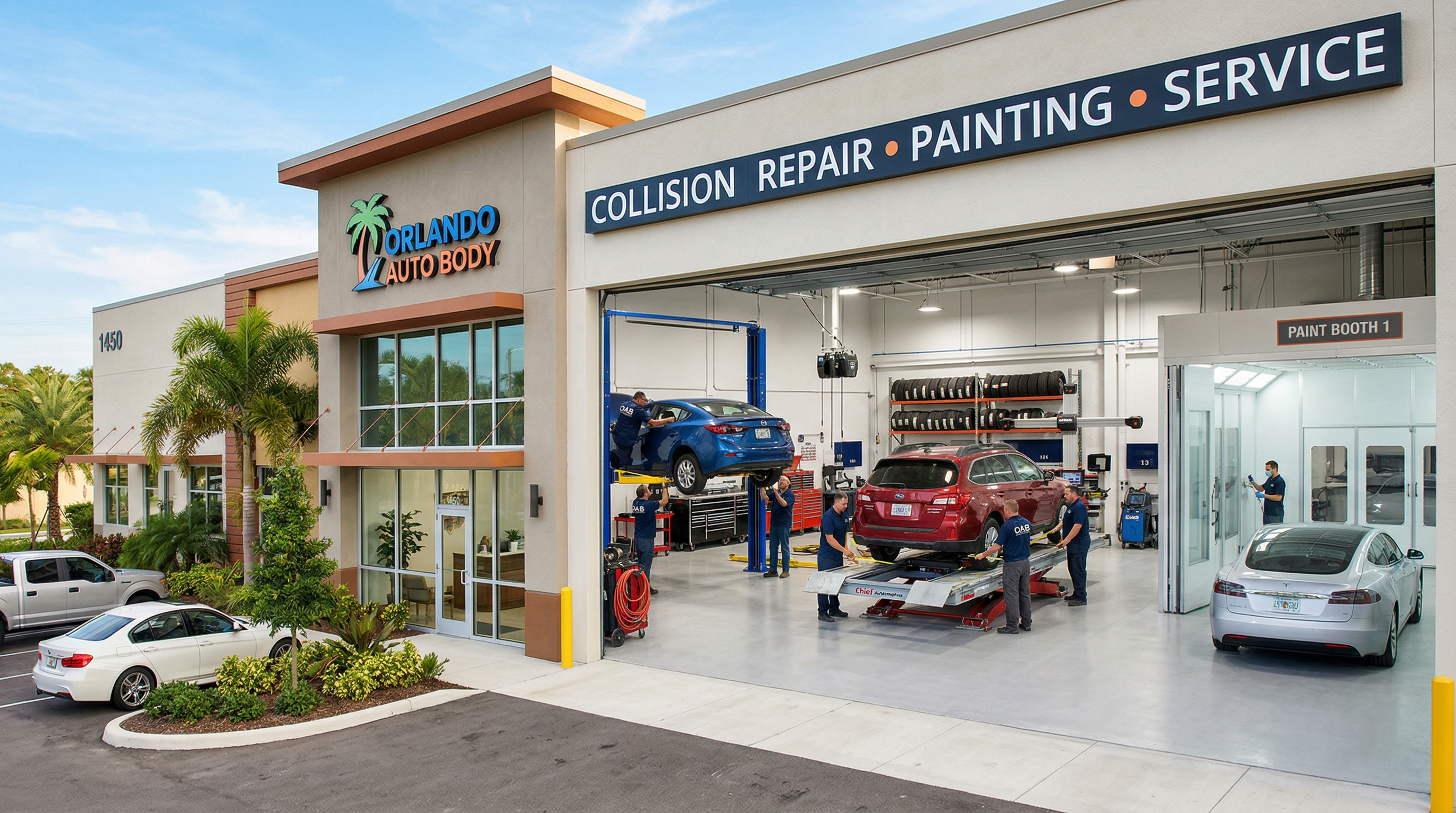AutoShark Repair shop exterior and interior in Orlando, Florida