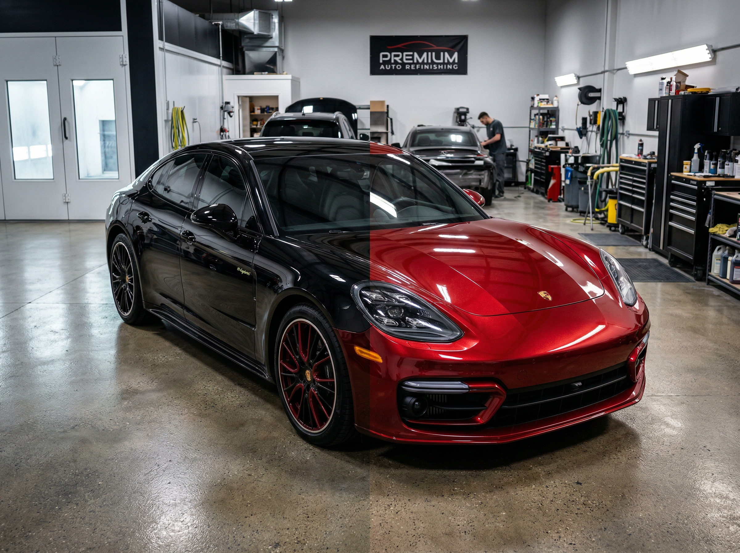 Full vehicle color change before and after at AutoShark Orlando